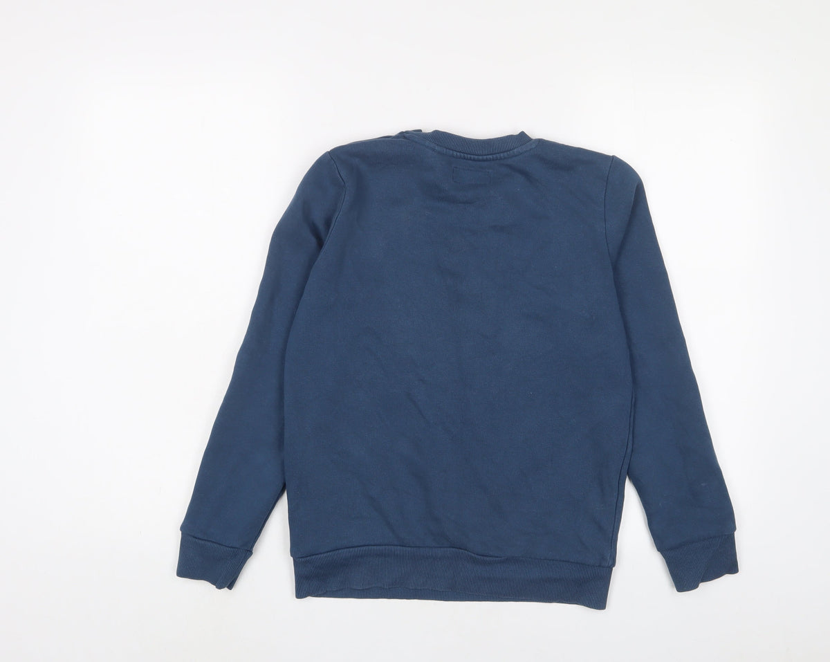 Next Boys Blue Cotton Pullover Sweatshirt Size 11 Years Pullover - Logo, Embroidered
