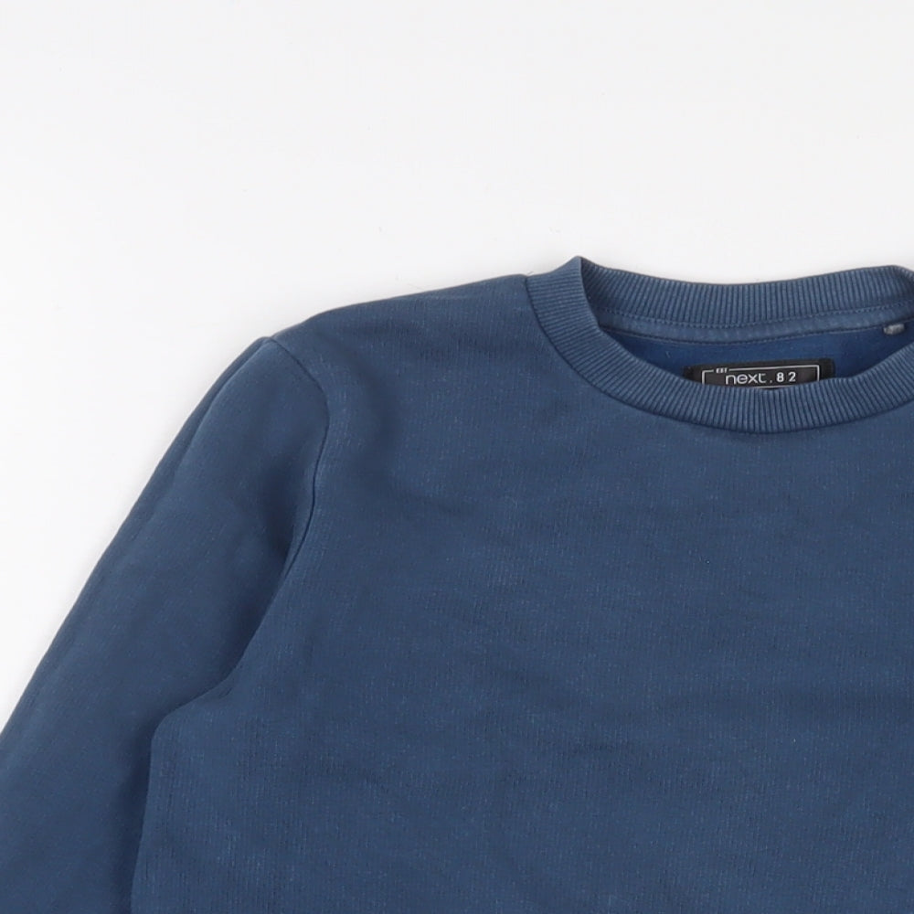 Next Boys Blue Cotton Pullover Sweatshirt Size 11 Years Pullover - Logo, Embroidered