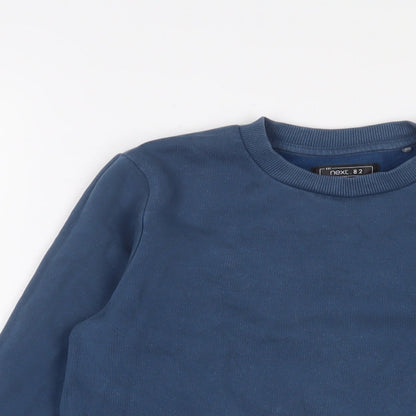 Next Boys Blue Cotton Pullover Sweatshirt Size 11 Years Pullover - Logo, Embroidered