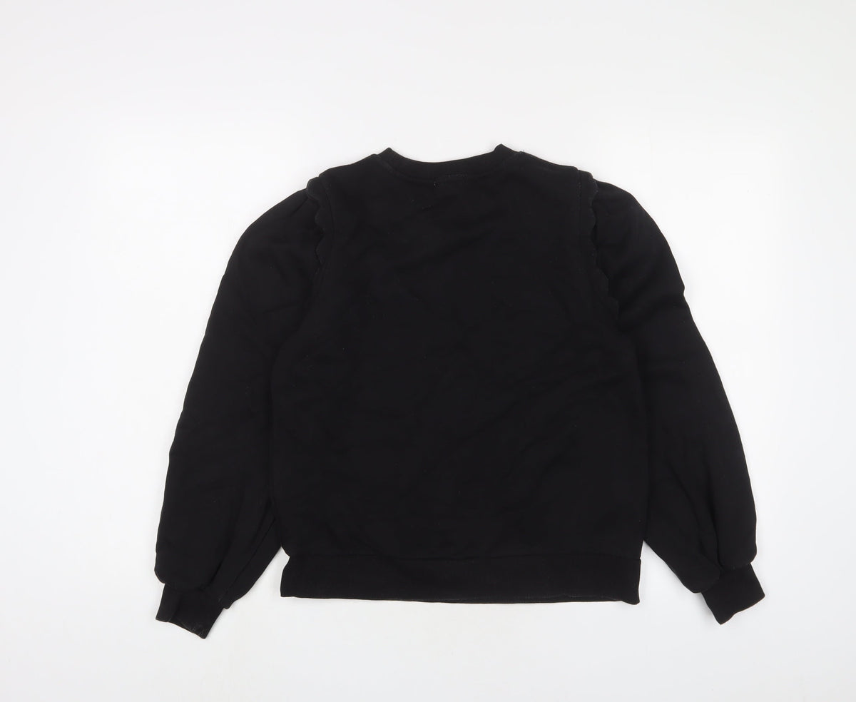 Oliver Bonas Womens Black Cotton Pullover Sweatshirt Size 8 Pullover