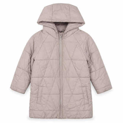Front view of Gap girls’ pink quilted coat, size 3, years zip