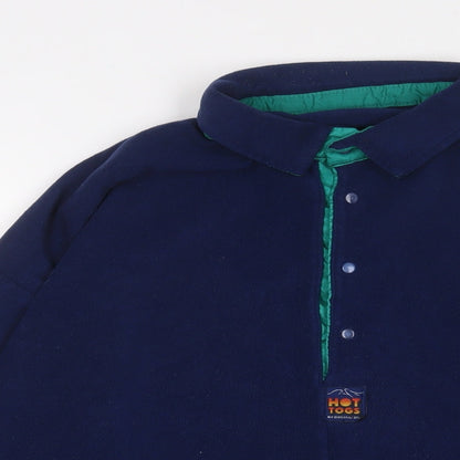 Hot togs Mens Blue Polyester Polo Size XL Collared Button