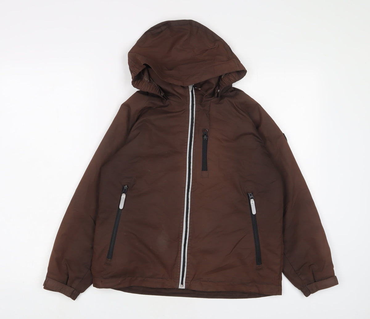 Additional front view of Horseware boys’ brown basic coat coat, size 9-10, years zip