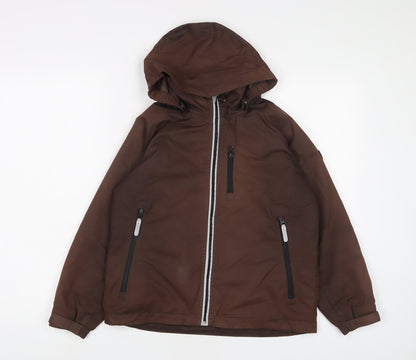 Additional front view of Horseware boys’ brown basic coat coat, size 9-10, years zip