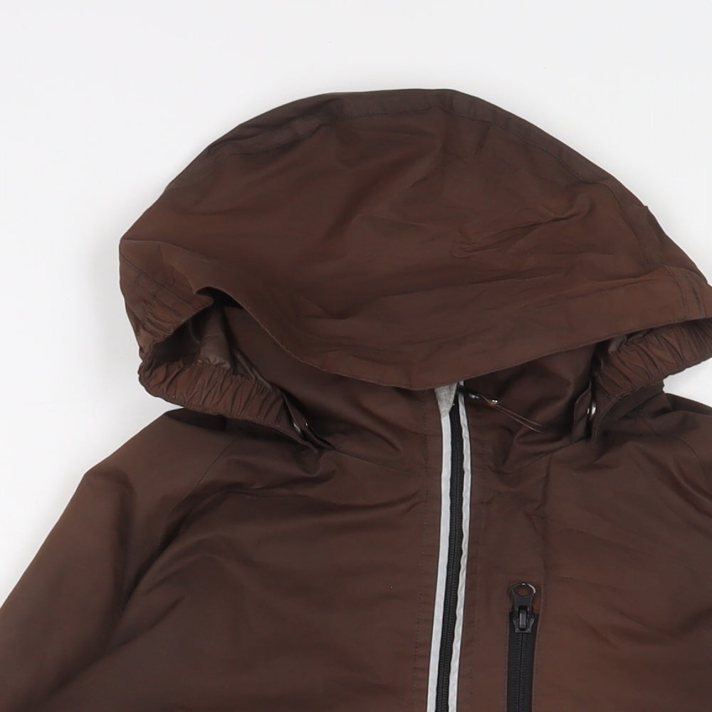 Close-up detail of Horseware boys’ brown basic coat coat, size 9-10, years zip