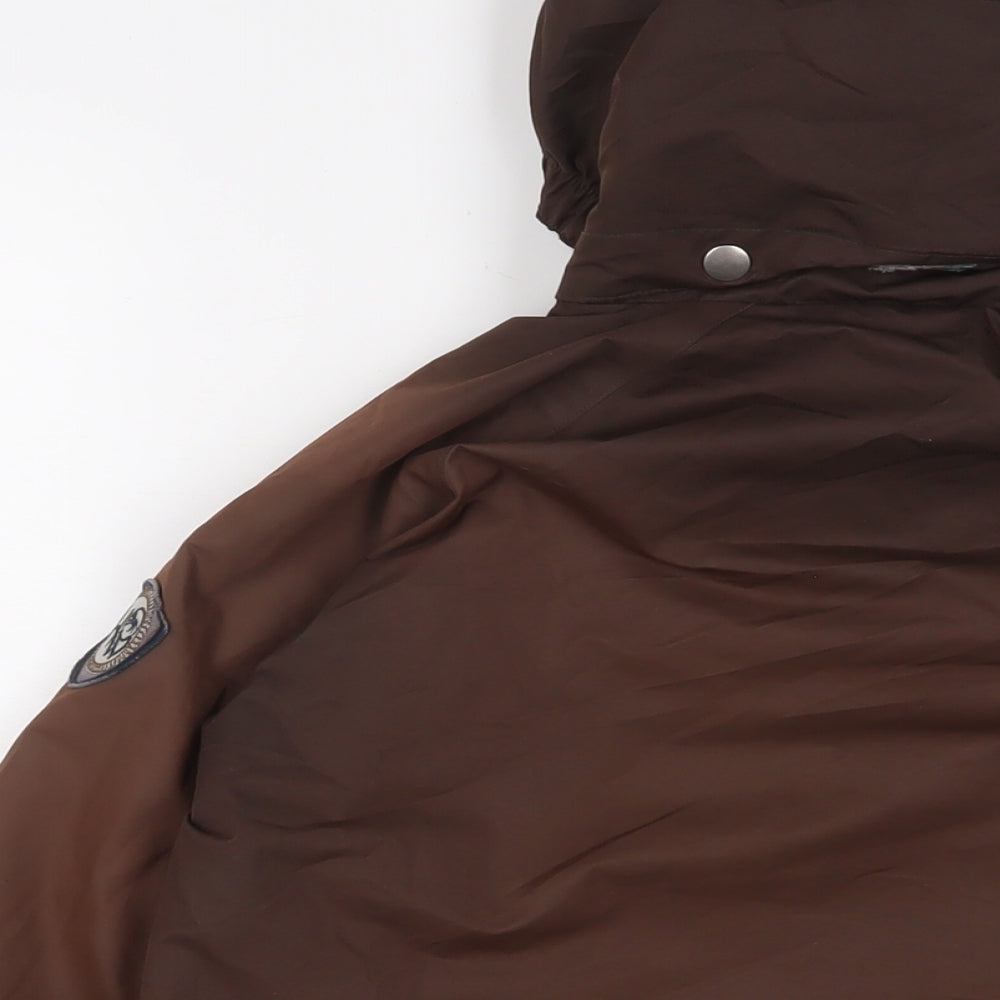 Brand and care label for Horseware boys’ brown basic coat coat, size 9-10, years zip