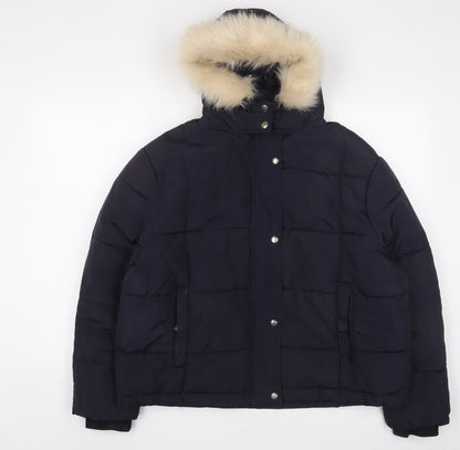 Womens UK Size 12 Golddigga Blue Quilted Coat