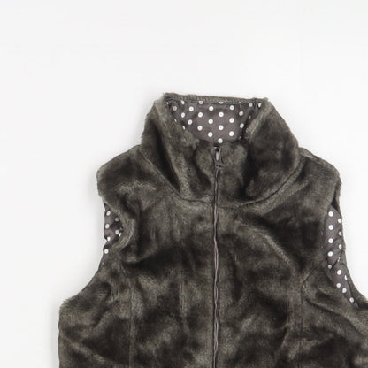 John Lewis Girls Grey Gilet Jacket Size 8 Years Zip