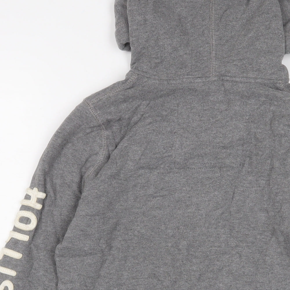 Hollister Womens Grey Cotton Full Zip Hoodie Size S Zip - Logo, Embroidered