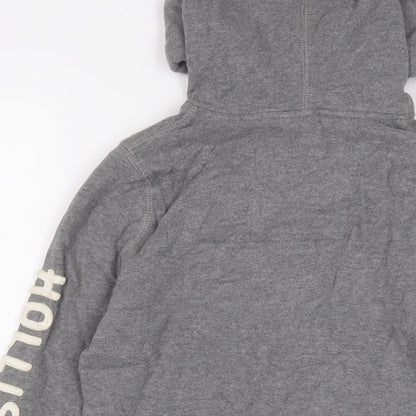 Hollister Womens Grey Cotton Full Zip Hoodie Size S Zip - Logo, Embroidered
