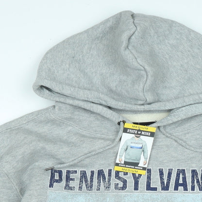 State of mind Mens Grey Polyester Pullover Hoodie Size M - Logo