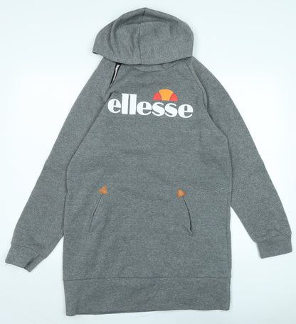 ellesse Womens Grey Polyester Pullover Hoodie Size 2XL - Logo