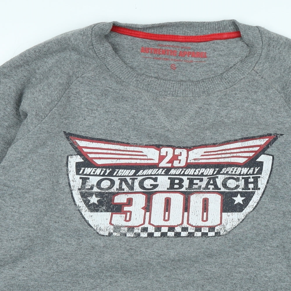 Authentic apparel Boys Grey Polyester Pullover Sweatshirt Size S - Logo