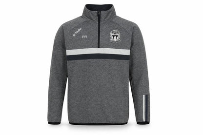Front view of O Neills men’s grey crew neck polyester jumper, size S, long sleeve - logo