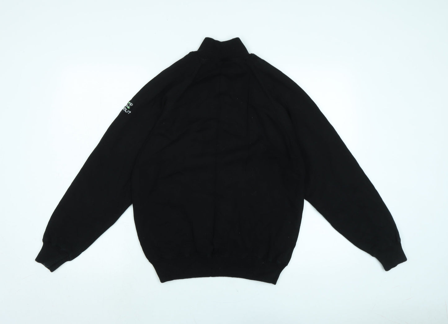 Stuburt Mens Black Mock Neck Cotton Pullover Jumper Size L Long Sleeve - Logo