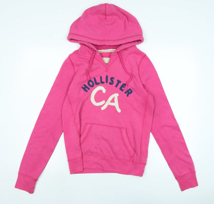 Hollister Womens Pink Cotton Pullover Hoodie Size M - Logo