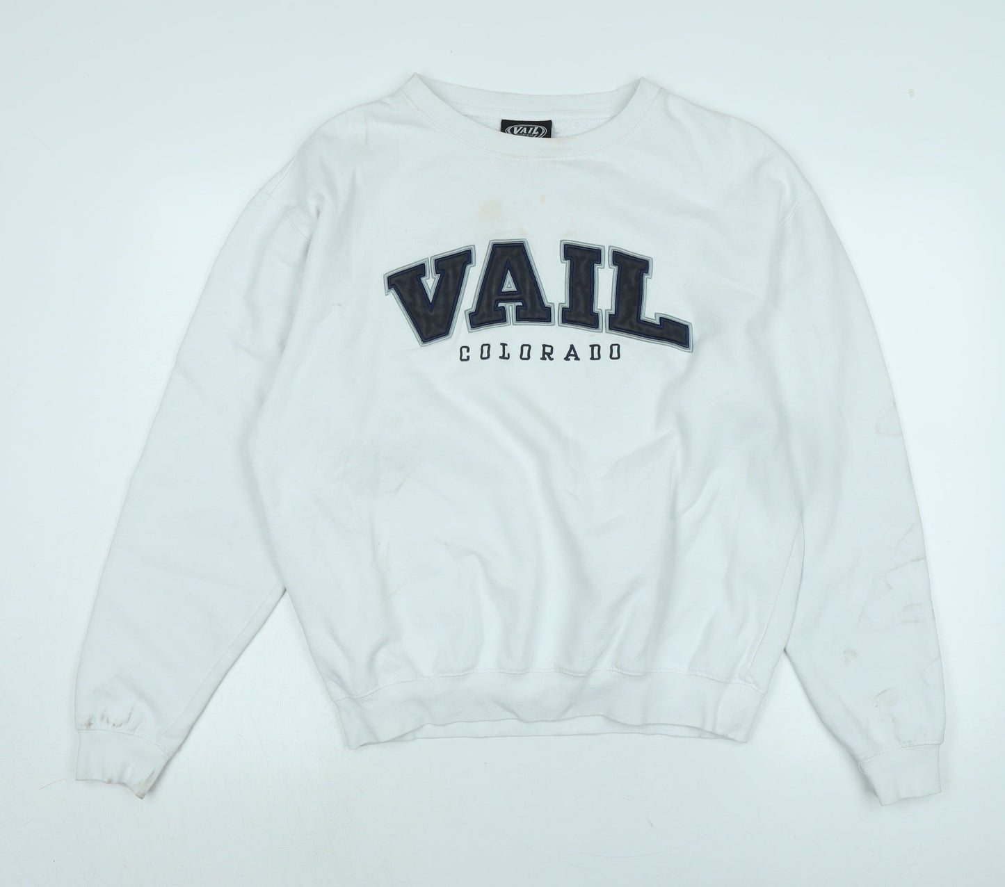 Vail Mens White Polyester Pullover Sweatshirt Size L - Logo