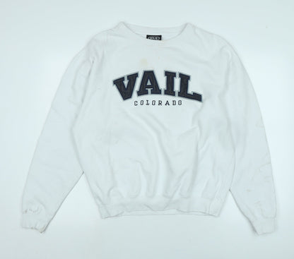 Vail Mens White Polyester Pullover Sweatshirt Size L - Logo