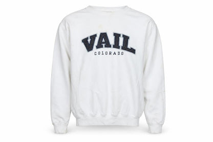 Vail Mens White Polyester Pullover Sweatshirt Size L - Logo