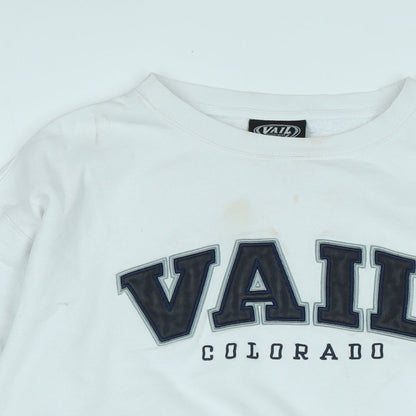 Vail Mens White Polyester Pullover Sweatshirt Size L - Logo