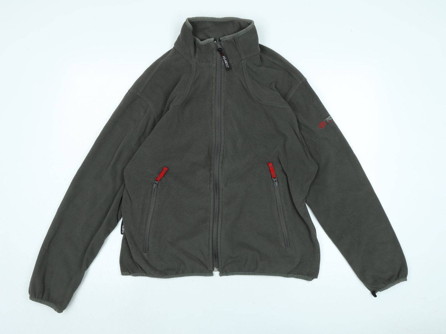 Polartec Womens Grey Jacket Size L Zip - Logo
