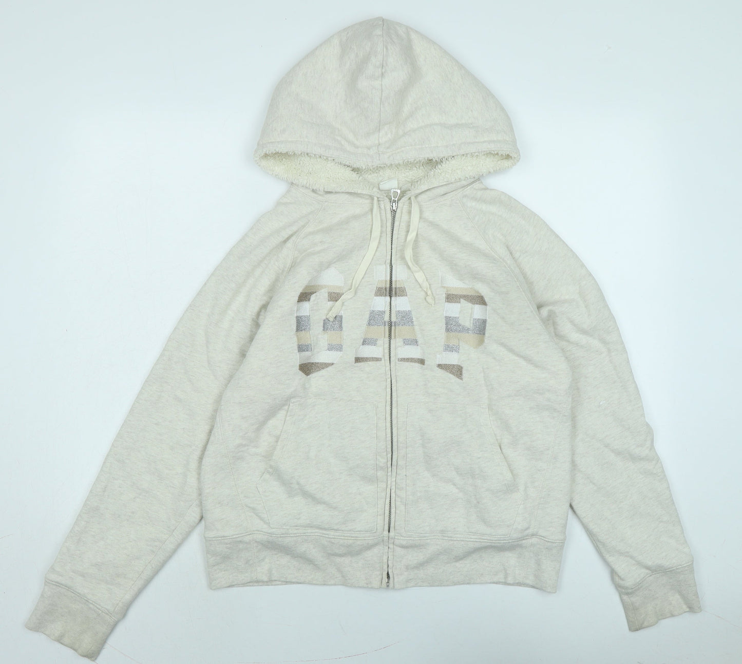 Gap Womens Black Jacket Size L Zip - Logo - Glitter Embroidery