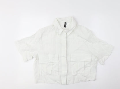 Womens UK Size XS H&M White Classic Button-Up