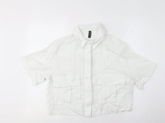 Womens UK Size XS H&M White Classic Button-Up