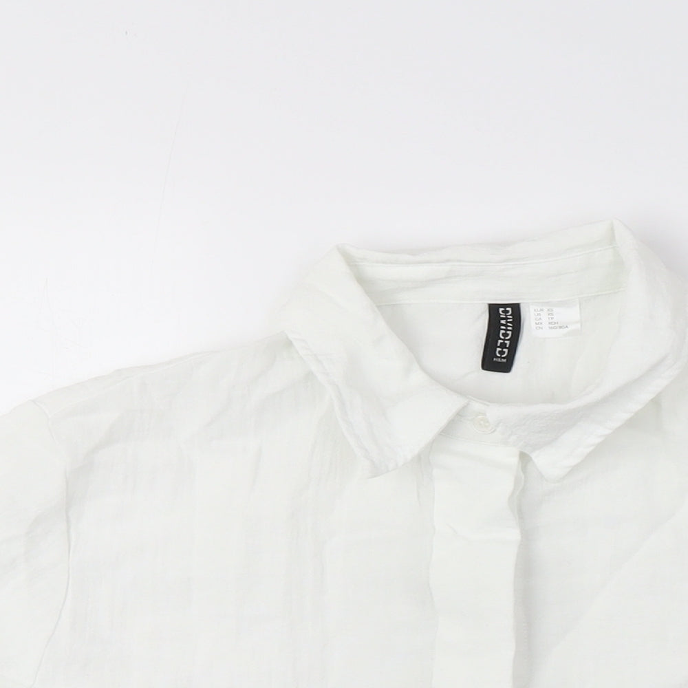 Womens UK Size XS H&M White Classic Button-Up