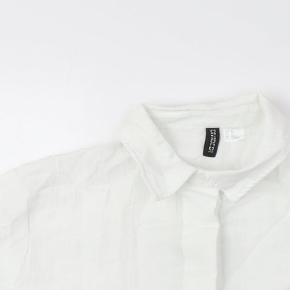 Womens UK Size XS H&M White Classic Button-Up