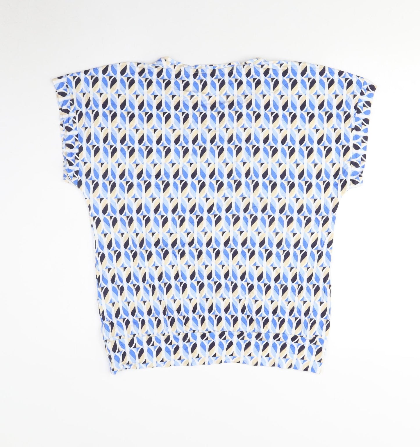 Sunday Women's Blue Geometric T-Shirt, M, Casual