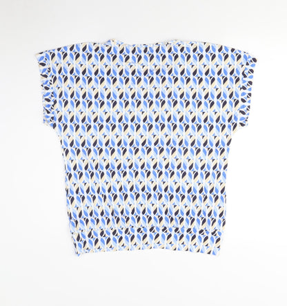 Sunday Women's Blue Geometric T-Shirt, M, Casual