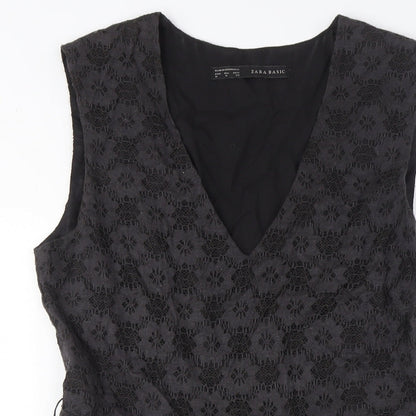 Zara Women's Black Fit & Flare Floral Lace Party Dress M