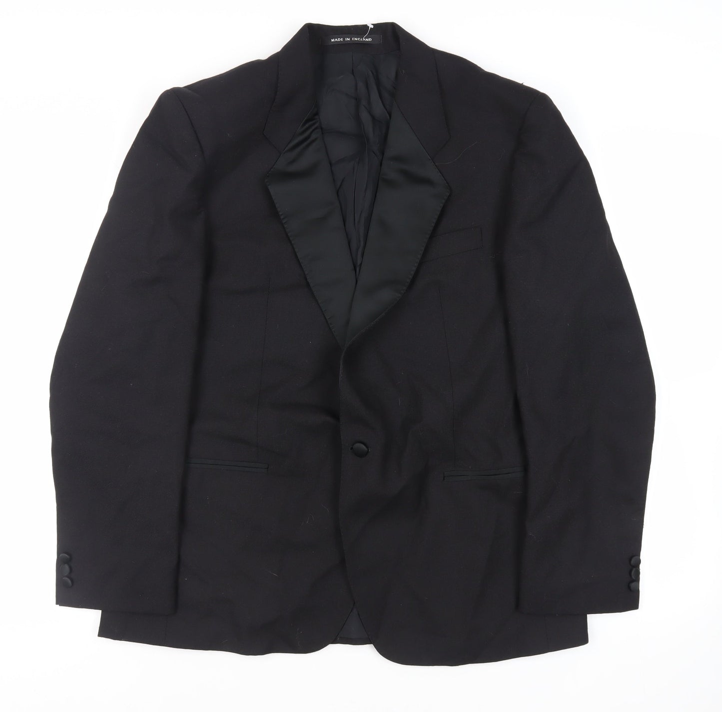 Mens UK Size 44 Pinstripe Regular Black Suit Tuxedo
