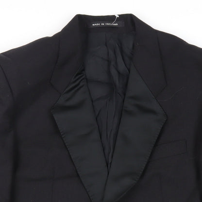 Mens UK Size 44 Pinstripe Regular Black Suit Tuxedo