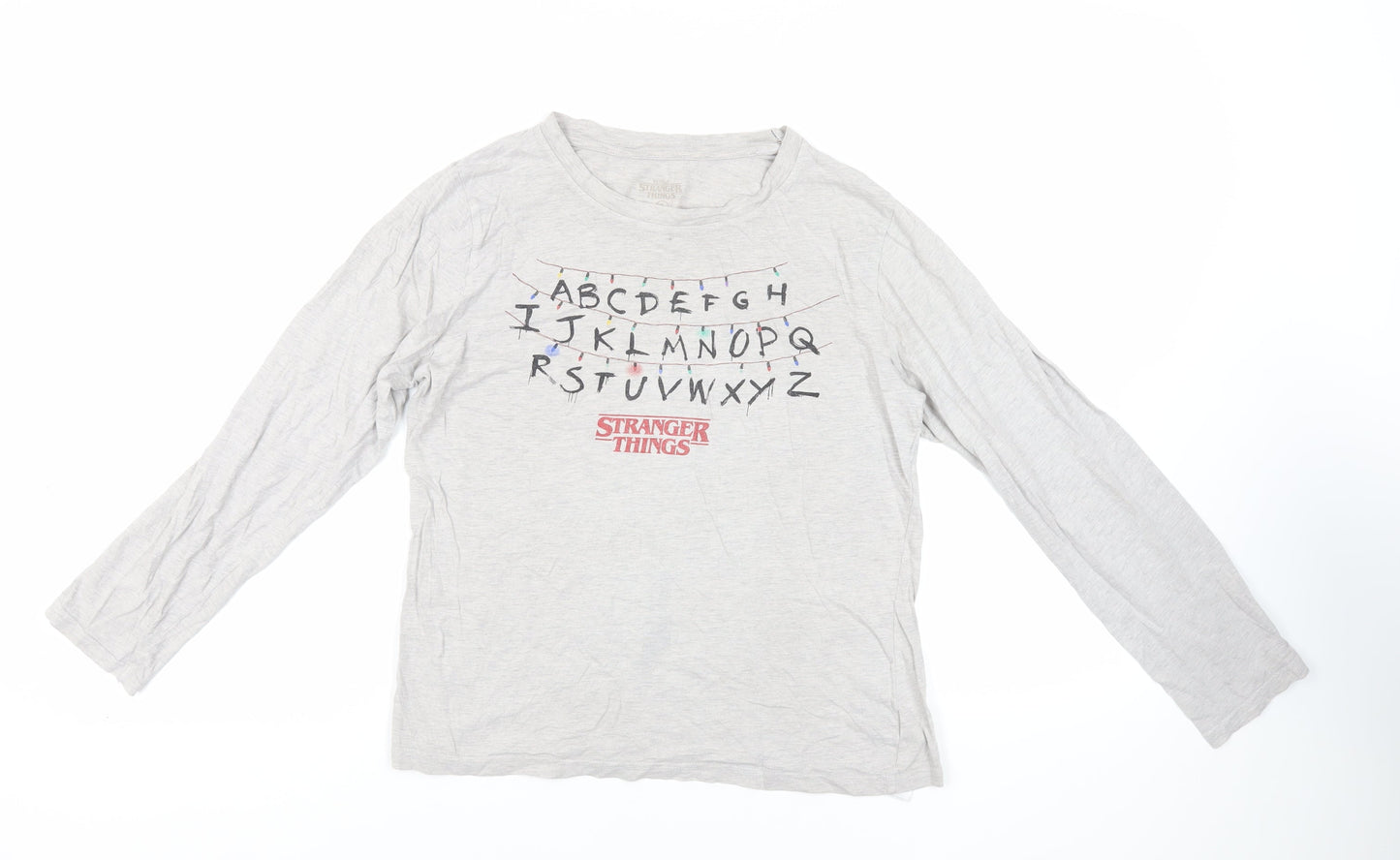 Womens UK Size S Stranger Things Grey Basic T-Shirt