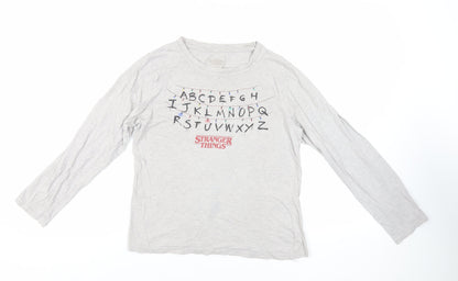 Womens UK Size S Stranger Things Grey Basic T-Shirt