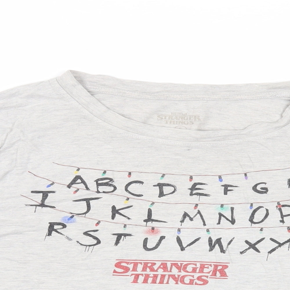 Womens UK Size S Stranger Things Grey Basic T-Shirt
