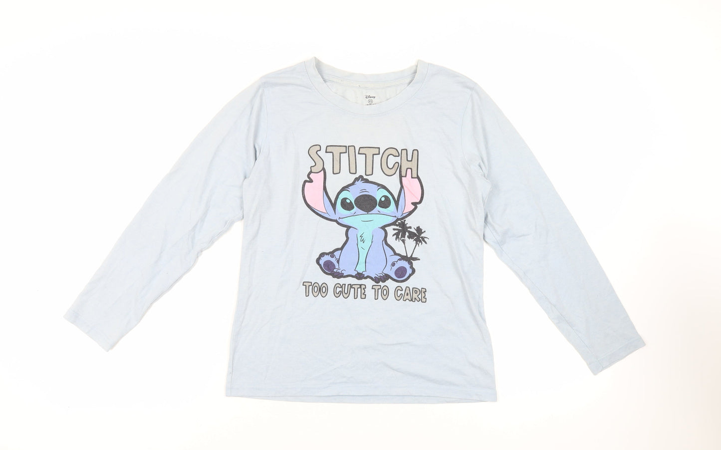 Womens UK Size XS Disney Blue Basic T-Shirt