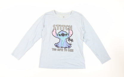 Womens UK Size XS Disney Blue Basic T-Shirt