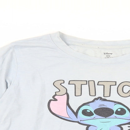 Womens UK Size XS Disney Blue Basic T-Shirt