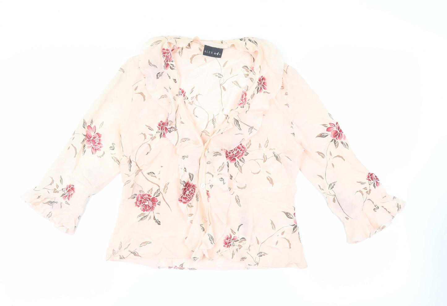 Womens UK Size 10 ALEX&CO Pink Basic Button-Up