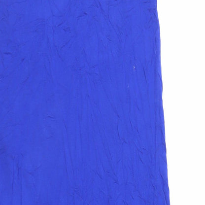 Oasis Womens Blue Viscose Tank Dress Size L Boat Neck Pullover - Twist Front Detail