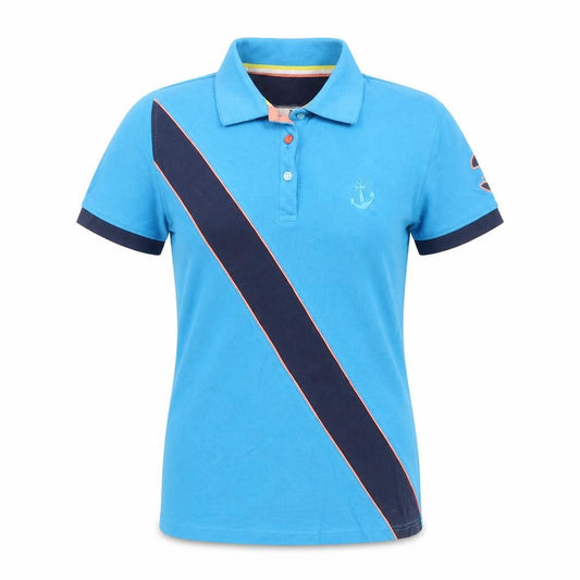 Hazy Blue Womens Blue Cotton Basic Polo Size 8 Collared