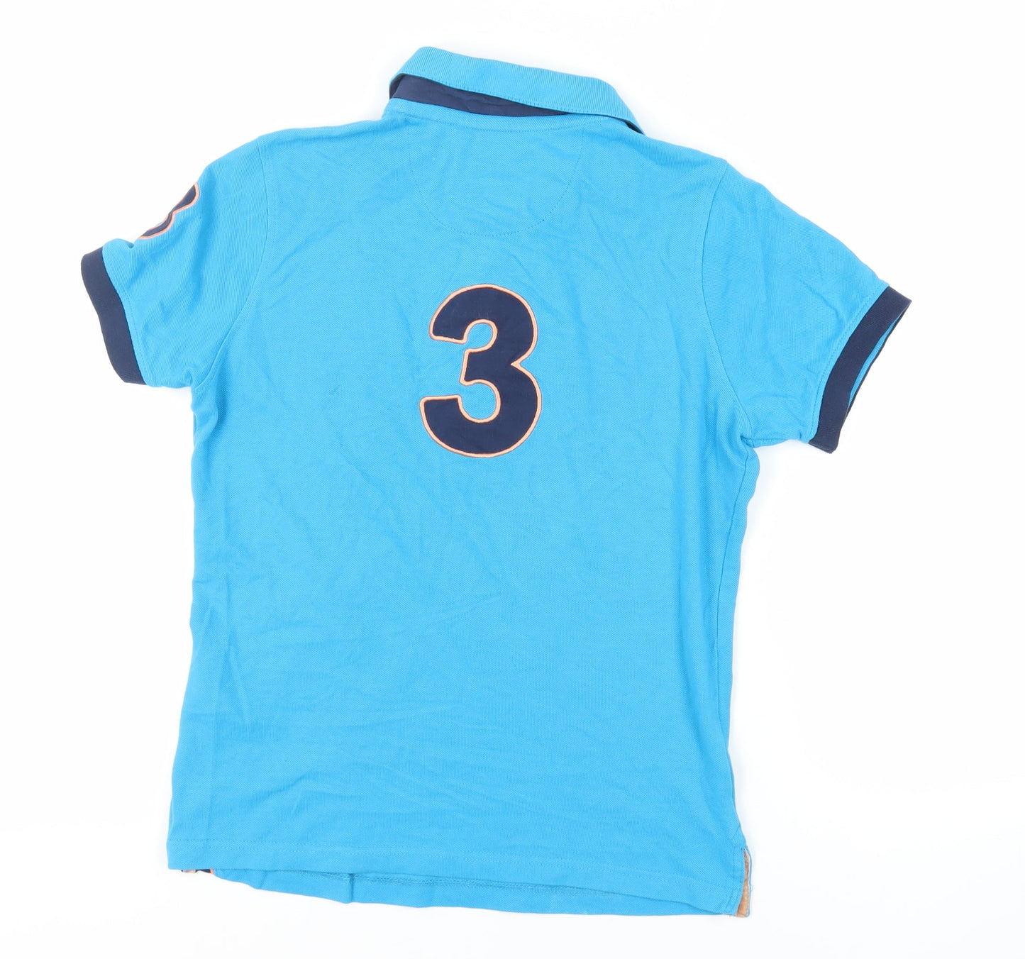 Hazy Blue Womens Blue Cotton Basic Polo Size 8 Collared