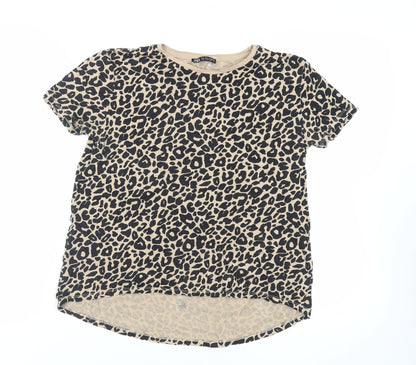 Womens UK Size S Zara Beige Basic T-Shirt