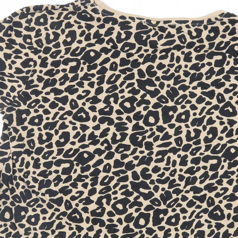 Womens UK Size S Zara Beige Basic T-Shirt