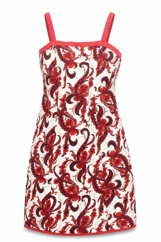 Nougat Womens Ivory Paisley Cotton Tank Dress Size 16 Square Neck Zip