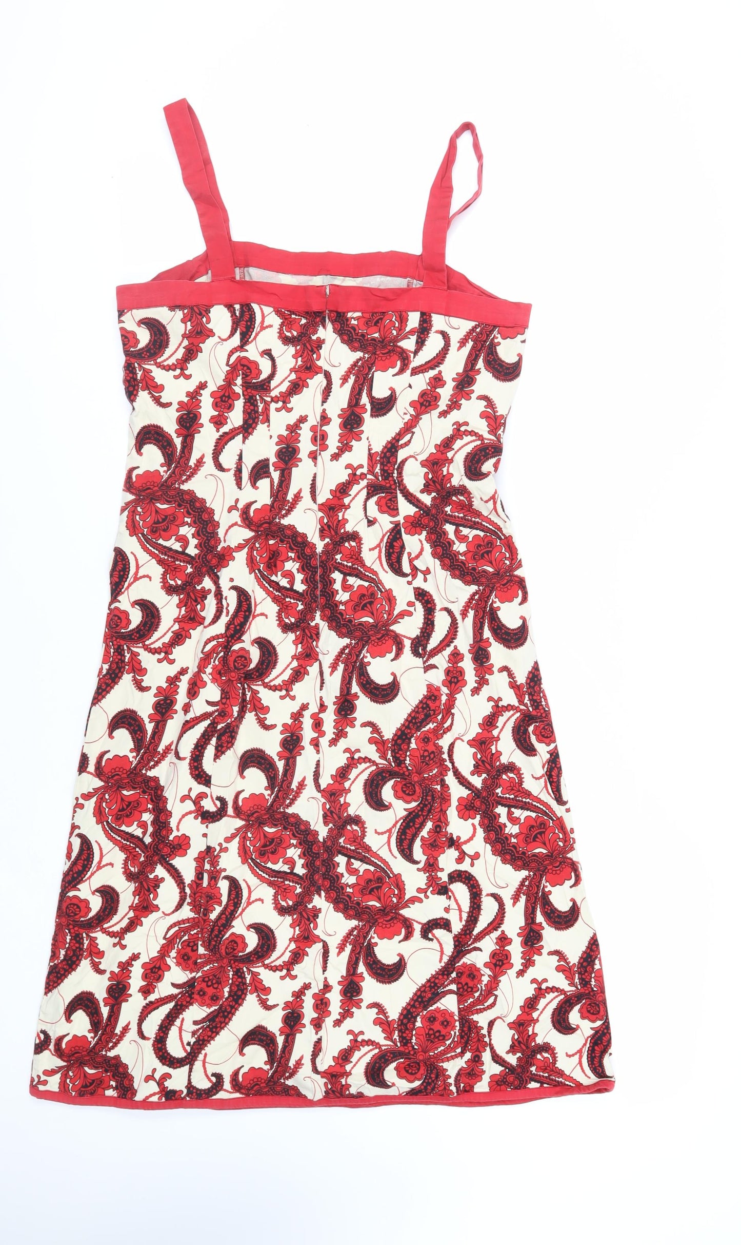 Nougat Womens Ivory Paisley Cotton Tank Dress Size 16 Square Neck Zip