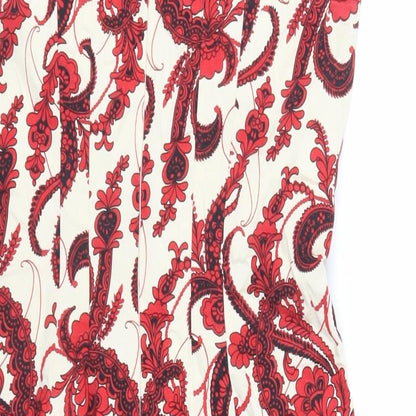Nougat Womens Ivory Paisley Cotton Tank Dress Size 16 Square Neck Zip